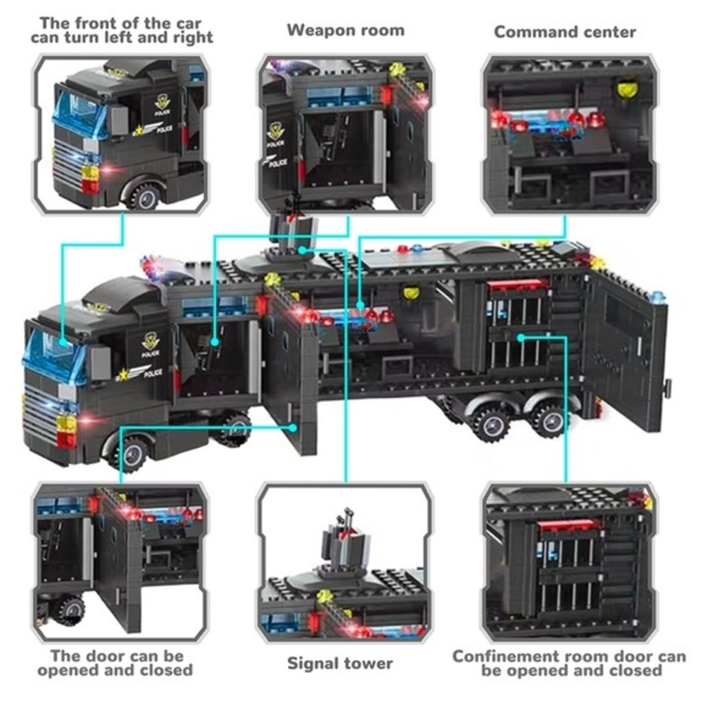 City‎ Police Station Building Kit, SWAT Mobile Command Center Truck Building Toy